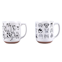 Ceramic Embossed Cats & Dog Mug