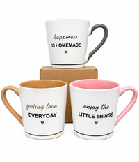 Ceramic message of happiness mugs
