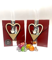 Glitter Heart Elf Ornament with Chocolates 250g