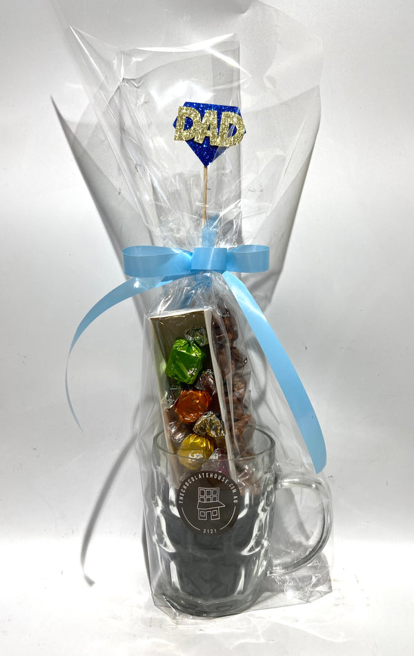 Milk Chocolate Peanut Cluster and chocolates - Glass Beer Stein Mug 200g