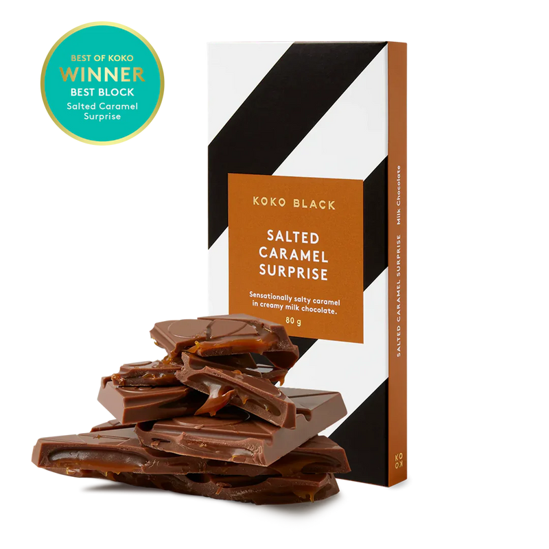 Salted Caramel Surprise Milk Chocolate Block 80g