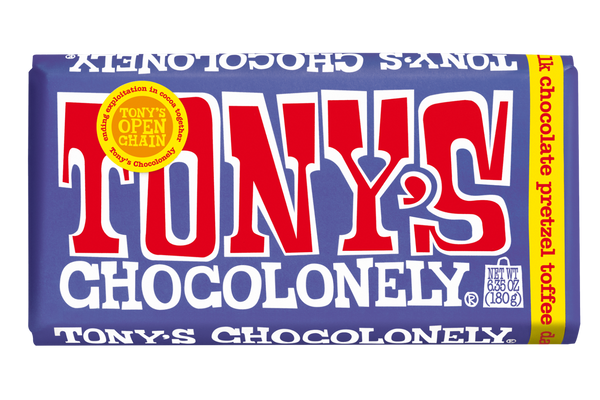 Tony's Chocolonely Milk Pretzel Toffee Chocolate Bar 180g