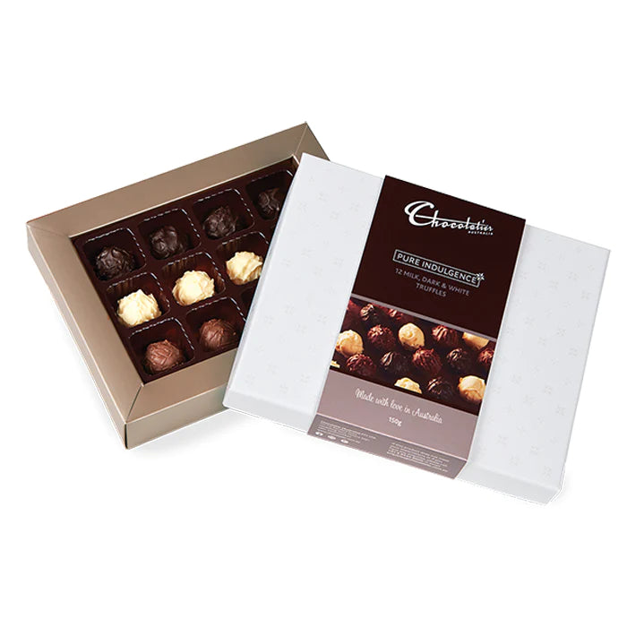 Chocolatier Pure Indulgence Milk, Dark and White Truffles Gift Box 150g