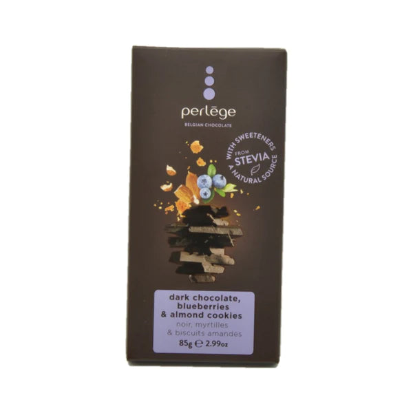 Perlège Dark Chocolate, Blueberries & Almond Cookie (Stevia) 85g-Sold Out